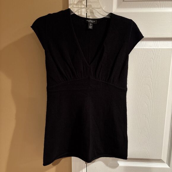 Lord And Taylor Cashmere Sleeveless Blouse Black Women’s XS V-Neck - Picture 1 of 7